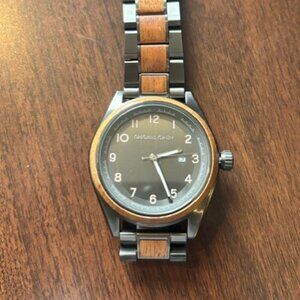 Original Grain gunmetal and mahogany men's watch